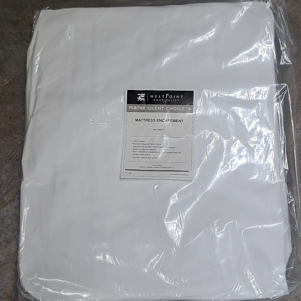 NWT West Point Hospitality Silent Choice Plus Mattress Encasement KING 78x80+12